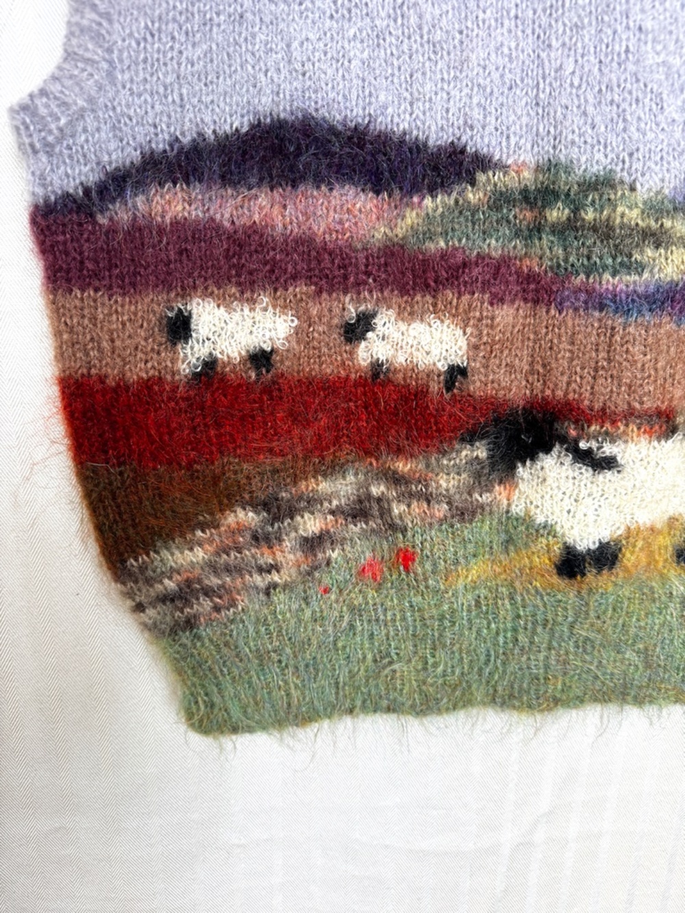 Vintage Susie Lee Mohair Wool Blend Hand Knit Sheep Sweater Vest - Picture 7 of 9